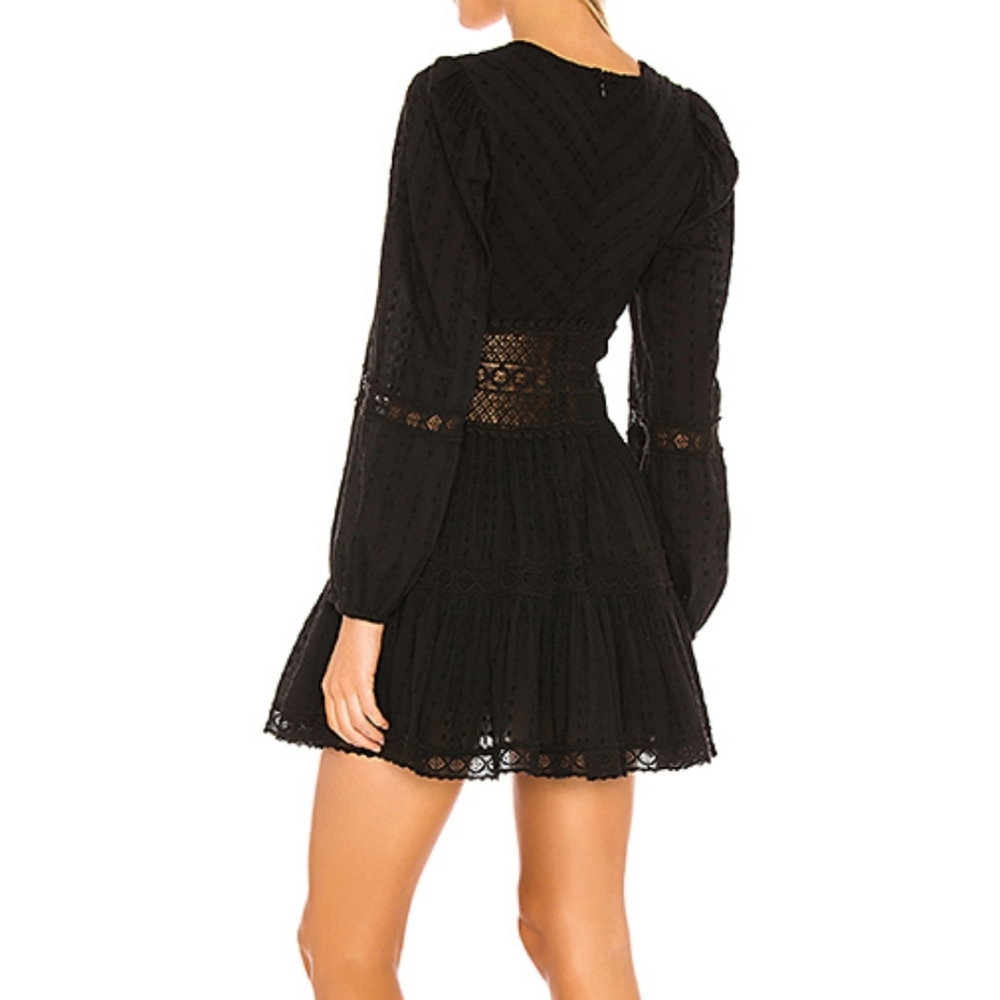 FREE PEOPLE Black Lace Delightful Mini Dress - Picture 2 of 4